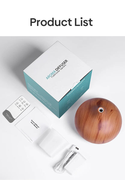 Disfusor de aromaterapia con control remoto-  Aromatherapy Essential Oil Diffuser Wood Air Humidifier