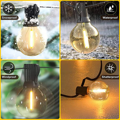 Luces de Guirnalda LED G40 para Exterior KIKIELF - Blanco Calido, Impermeables IP44, 110V-220V