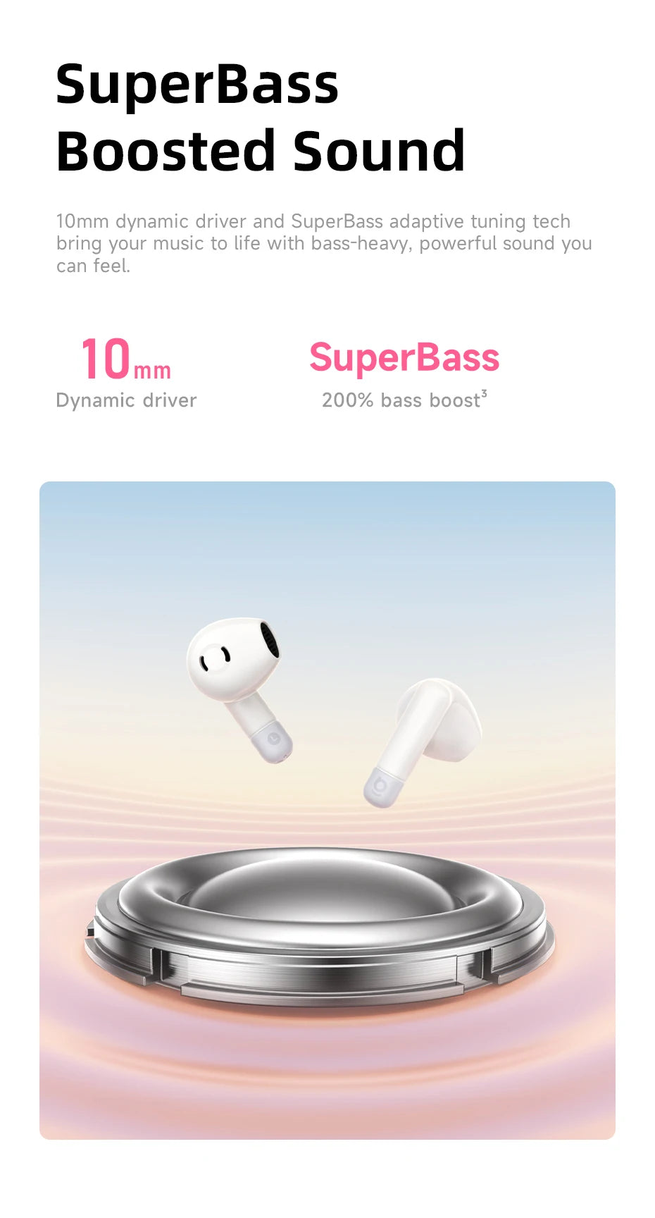 Audífonos Baseus Bass BS2 Lite TWS — Bluetooth 6.0, IP55, 40H, ENC IA