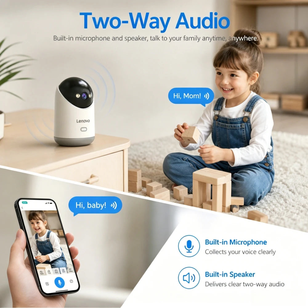 Cámara de Vigilancia Lenovo 5MP WiFi — Interior con Visión Nocturna