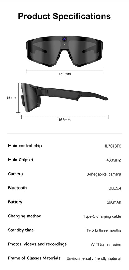 Xiaomi AI Smart Glasses ChatGPT 1080P Camera 8MP Anti-shake Cycling Video&Photo Sport Sunglasses DualMic 32GB Windproof Goggles