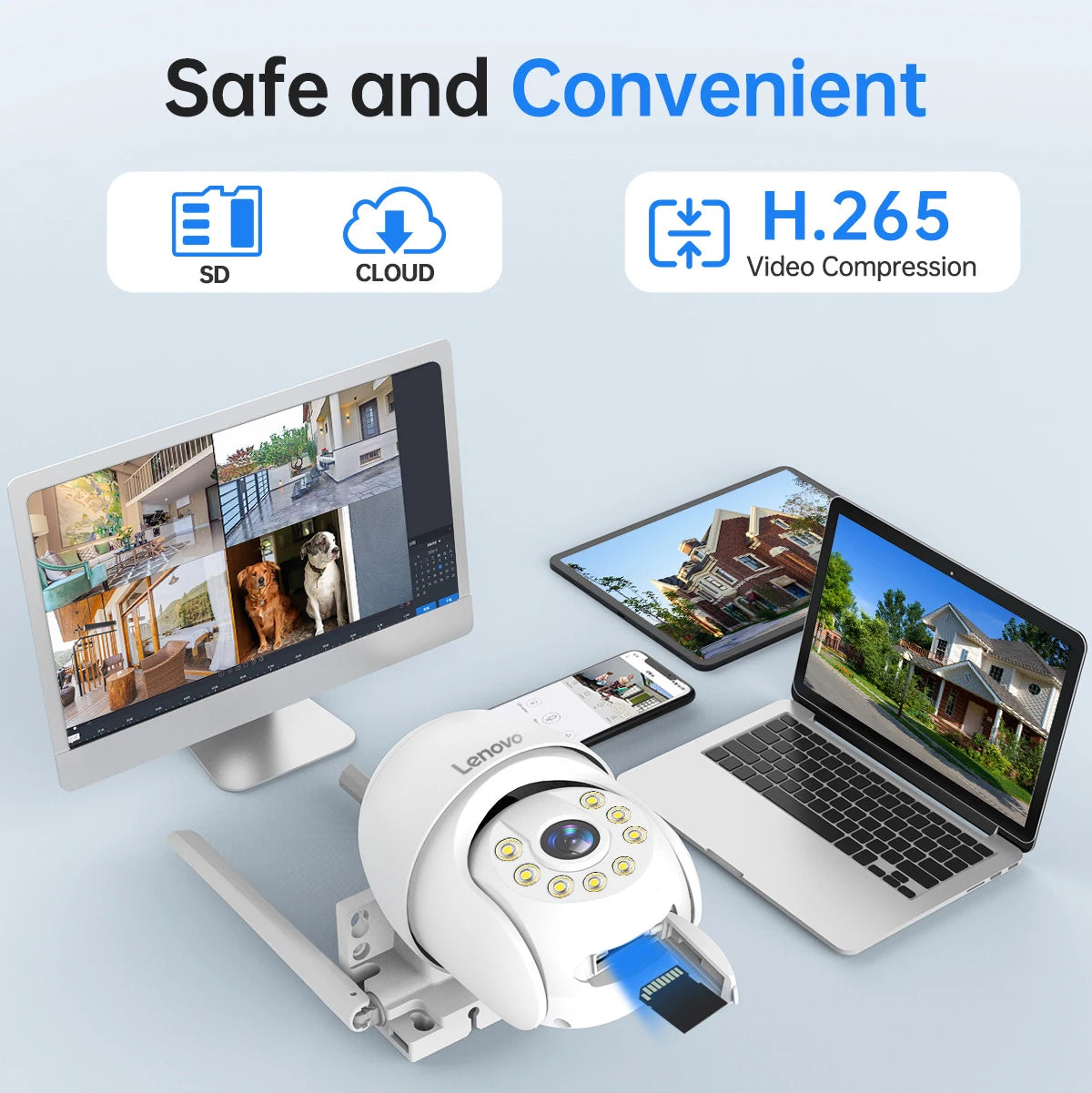 Cámara  videovigilancia de seguridad Lenovo 5MP Wifi inteligente