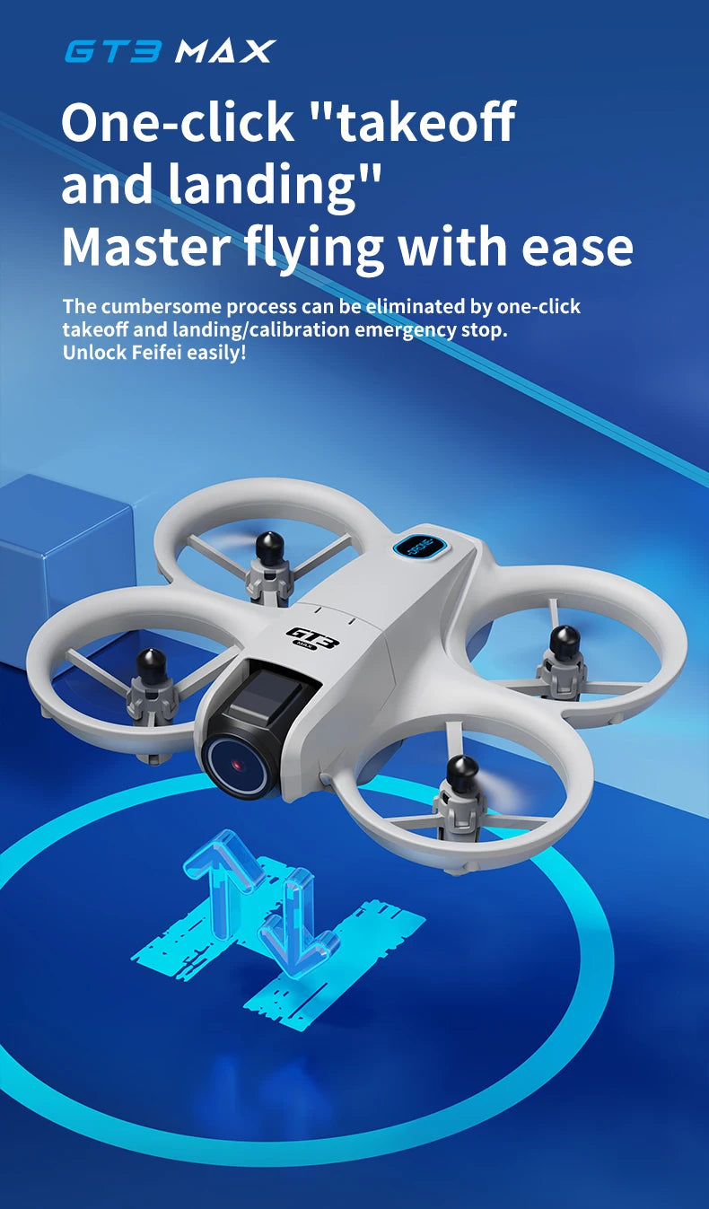 GT3 Mini Drone Brushle Quadcopter RC Drone with Professional 8K Dual Camera FPV Screen Remote Control Foldable Airplane Toy Gift