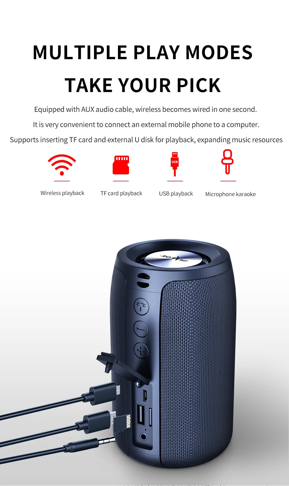 Bocina Bluetooth Portátil ZEALOT S32 – Subwoofer Inalámbrico, Resistente al Agua IPX6, Batería 1800mAh