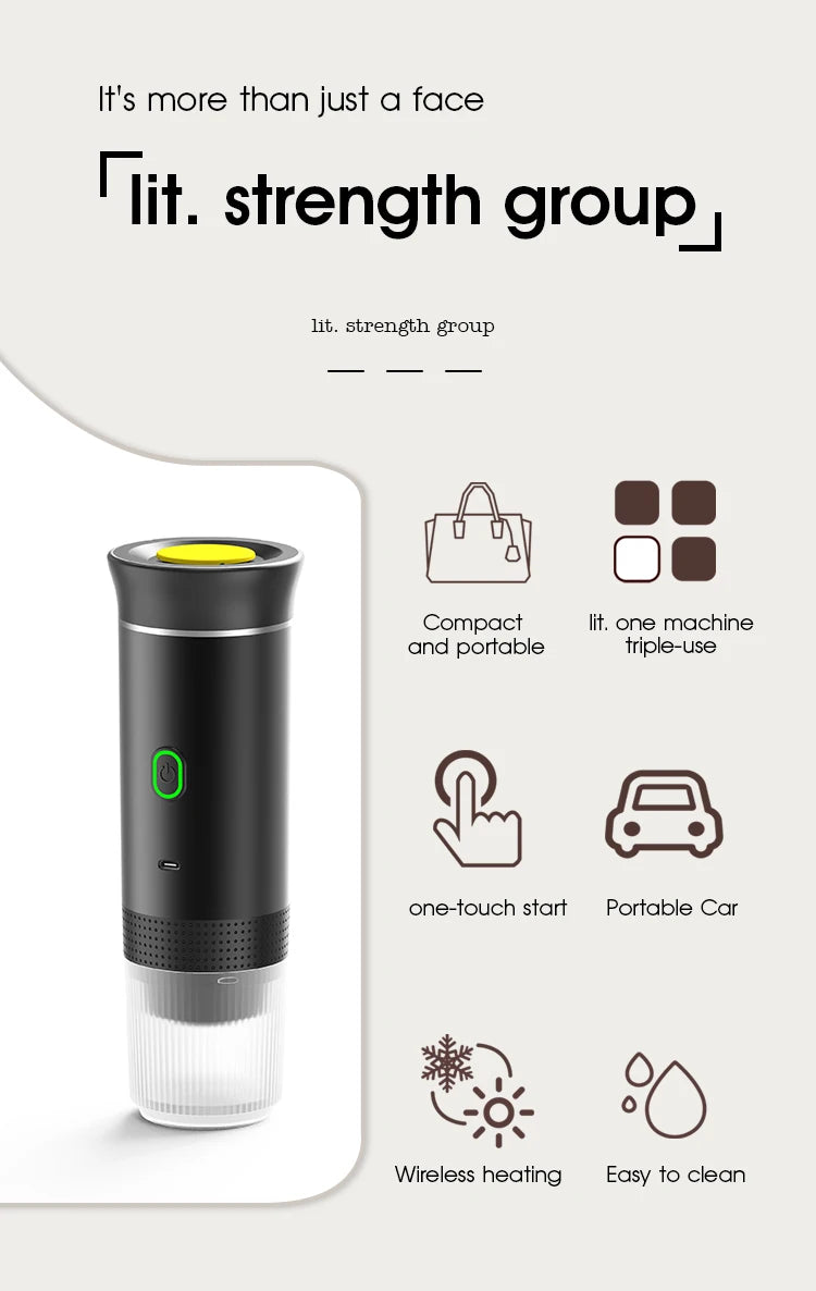 Cafetera Espresso portátil  inalámbrica para coche cápsula 3 en 1
