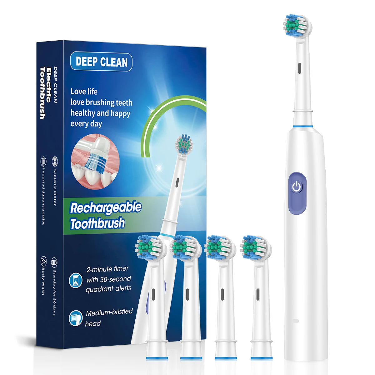 Cepillo de dientes eléctrico recargable de 4 cabezales