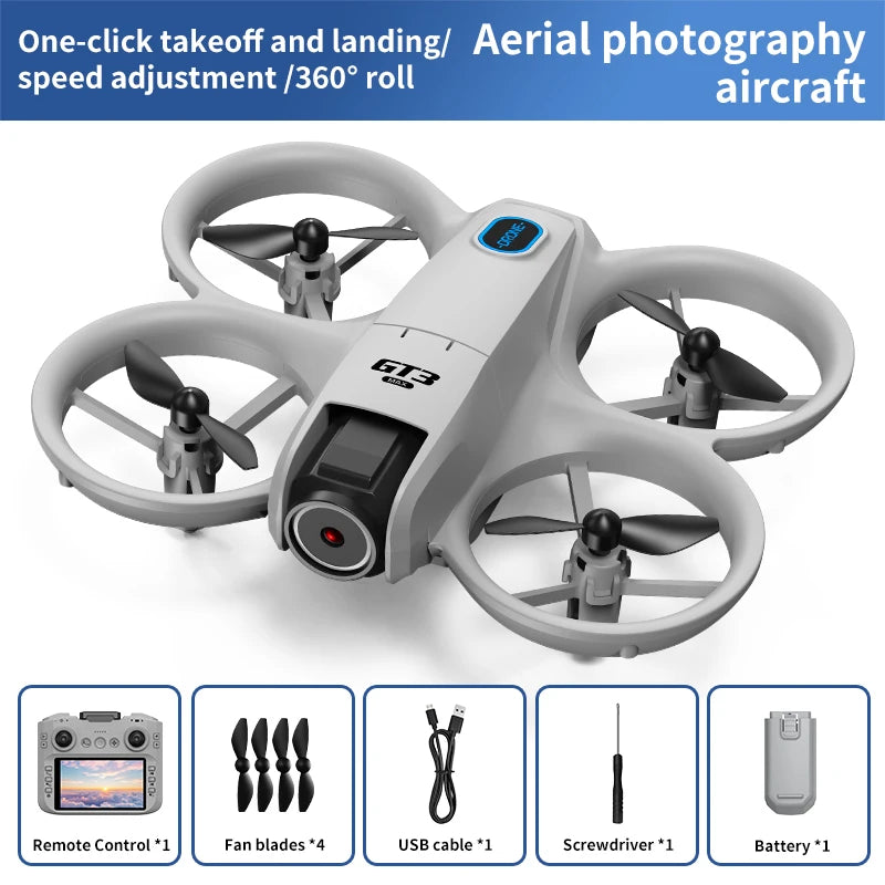 GT3 Mini Drone Brushle Quadcopter RC Drone with Professional 8K Dual Camera FPV Screen Remote Control Foldable Airplane Toy Gift
