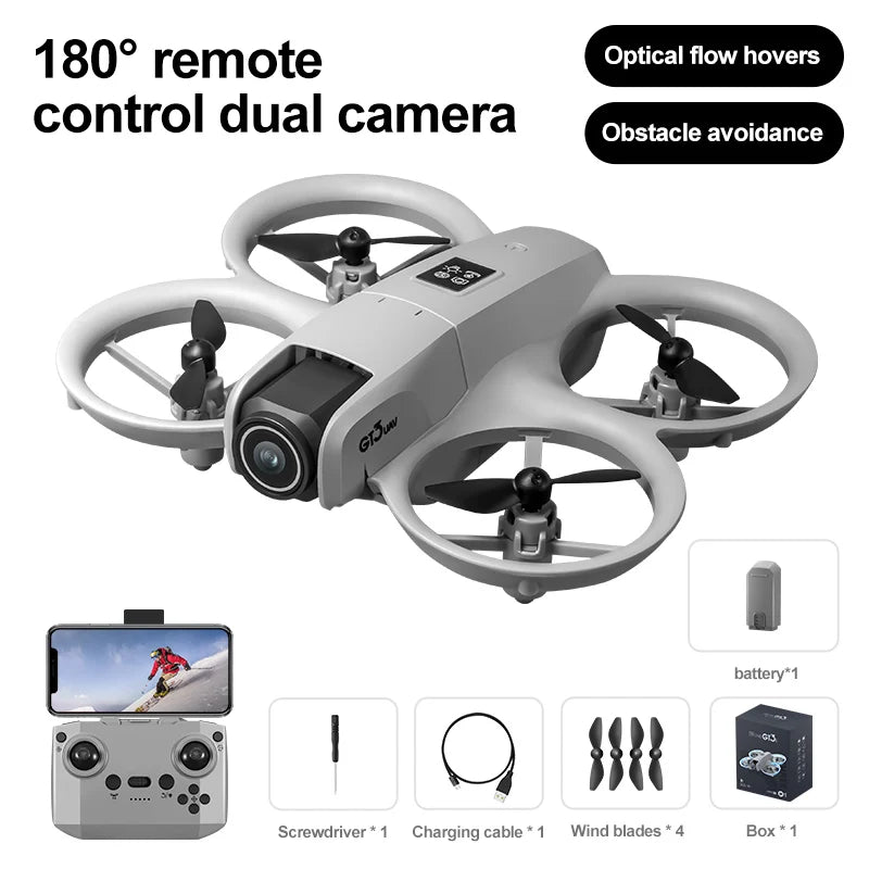 GT3 Mini Drone Brushle Quadcopter RC Drone with Professional 8K Dual Camera FPV Screen Remote Control Foldable Airplane Toy Gift