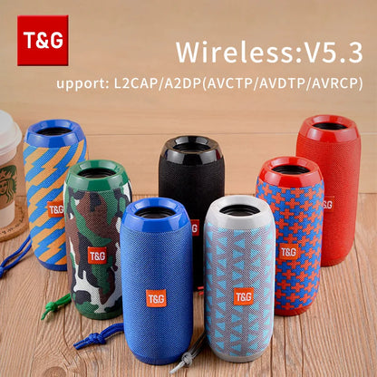 Bocina Bluetooth Portátil T&G TG117 – TWS, Resistente al Agua IPX5, Radio FM, Lector TF