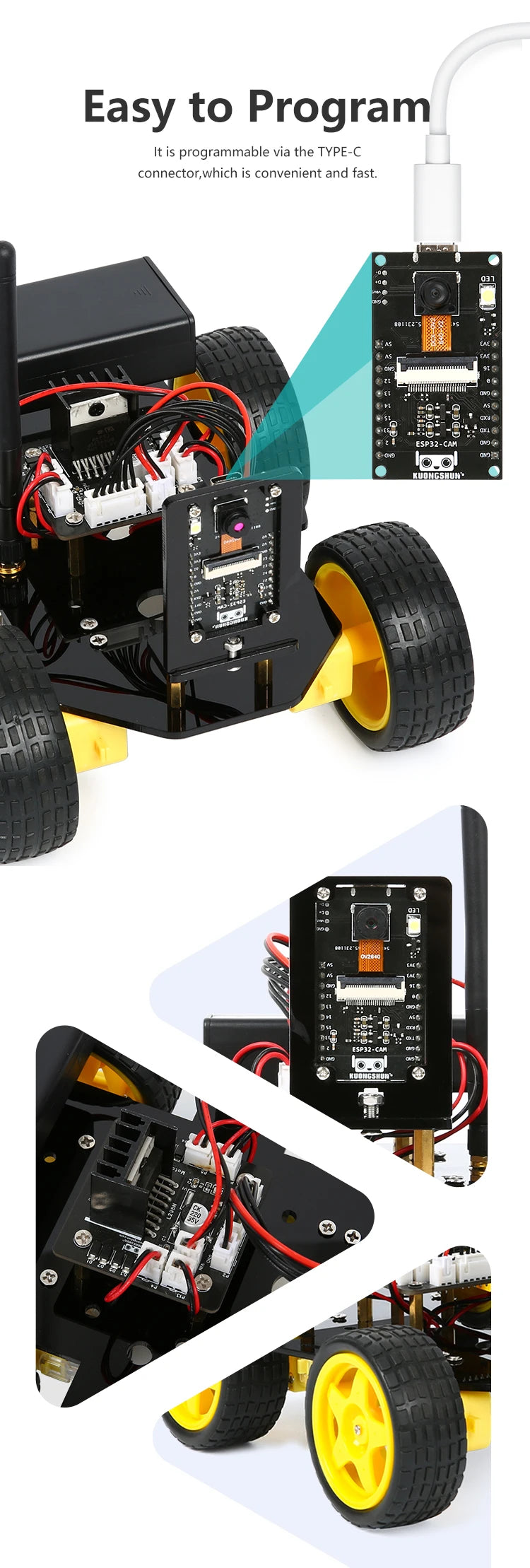 Kit de coche Robot inteligente ESP32 para proyecto de programación Arduino