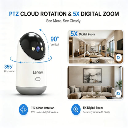 Cámara de Vigilancia Lenovo 5MP WiFi — Interior con Visión Nocturna