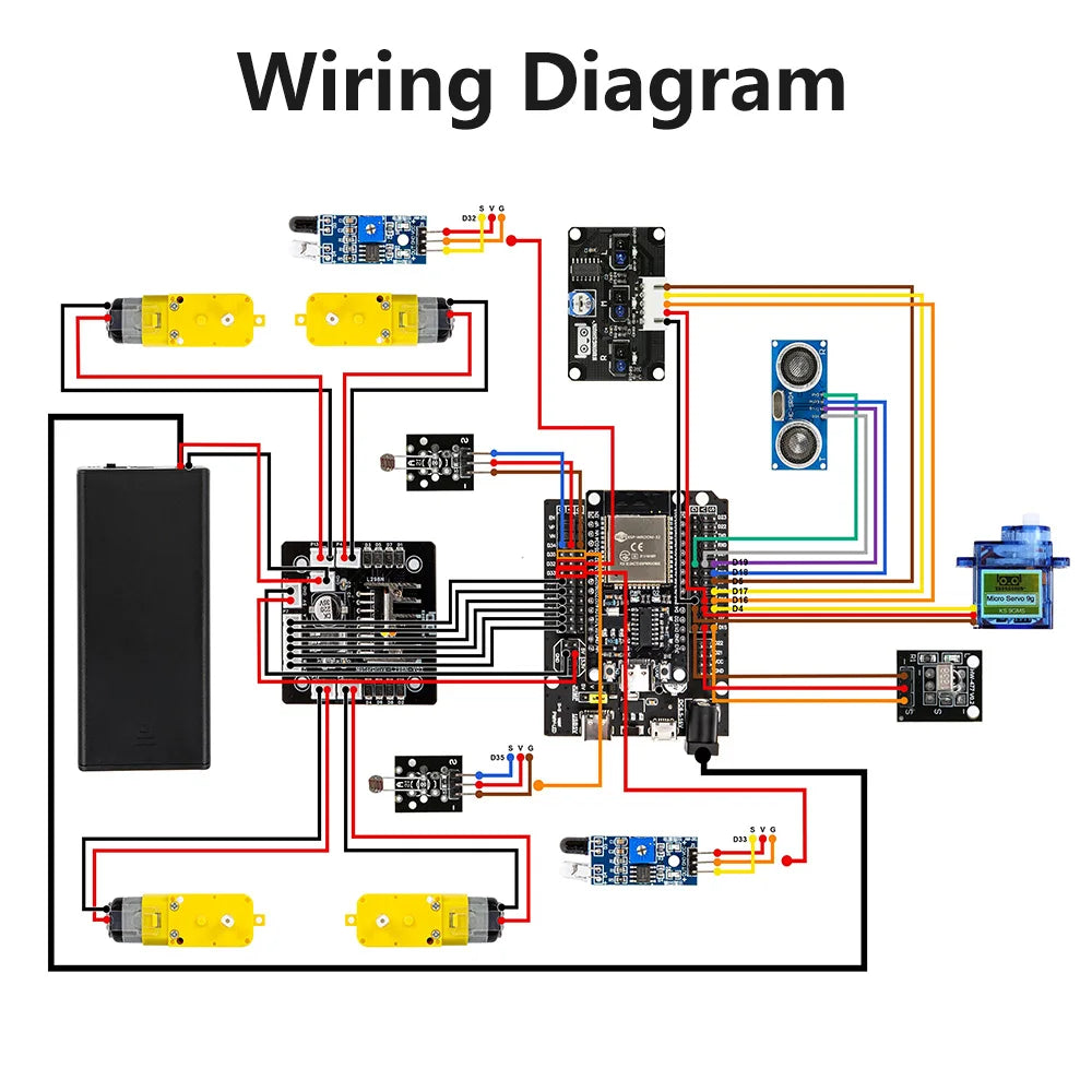 Kit de coche Robot inteligente ESP32 para proyecto de programación Arduino