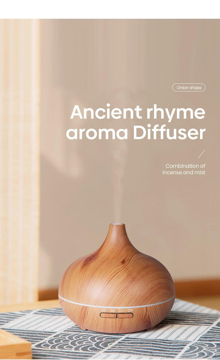 Disfusor de aromaterapia con control remoto-  Aromatherapy Essential Oil Diffuser Wood Air Humidifier