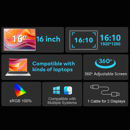 Pantalla dual Monitor portátil extendido / Dual Screen Display Extended Portable Monitor