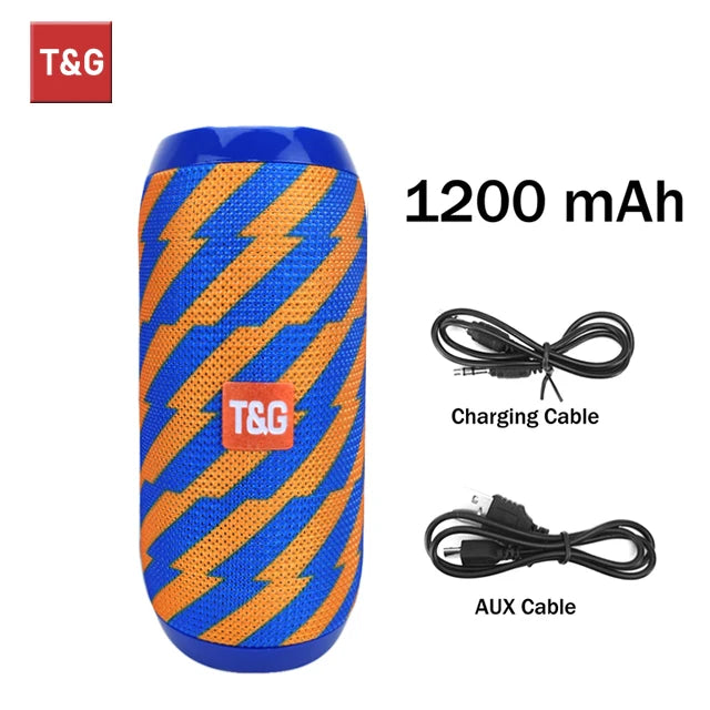 Bocina Bluetooth Portátil T&G TG117 – TWS, Resistente al Agua IPX5, Radio FM, Lector TF