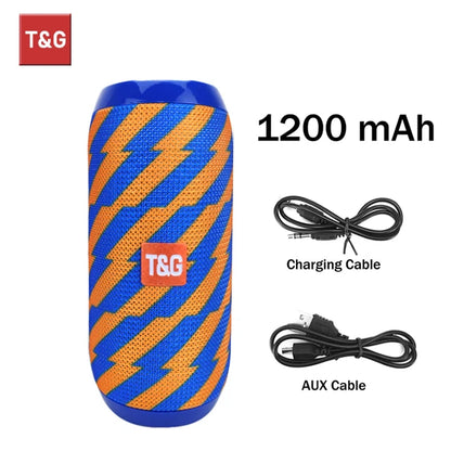 Bocina Bluetooth Portátil T&G TG117 – TWS, Resistente al Agua IPX5, Radio FM, Lector TF