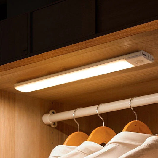Barra de Luz LED con Sensor de Movimiento — Recargable USB, Cocina y Armario