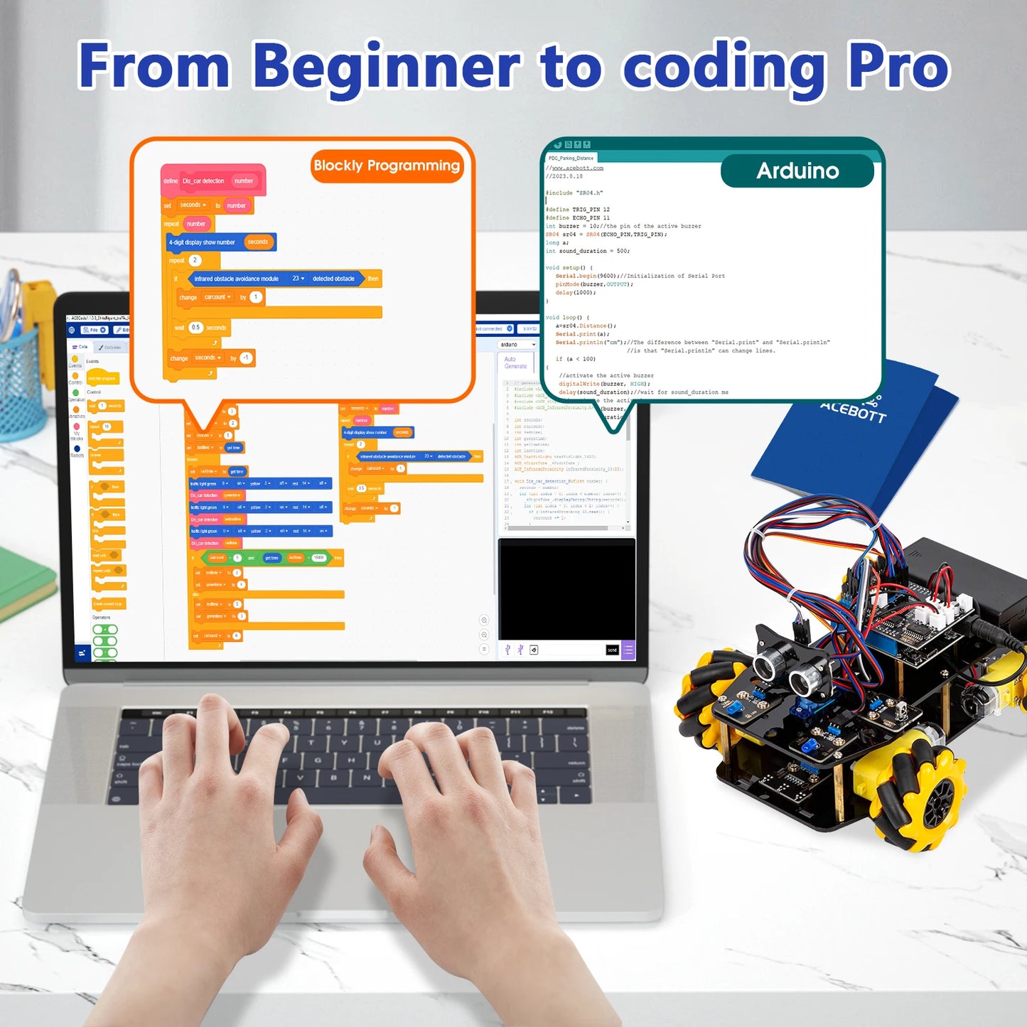 Kit de coche Robot inteligente ESP32 para proyecto de programación Arduino