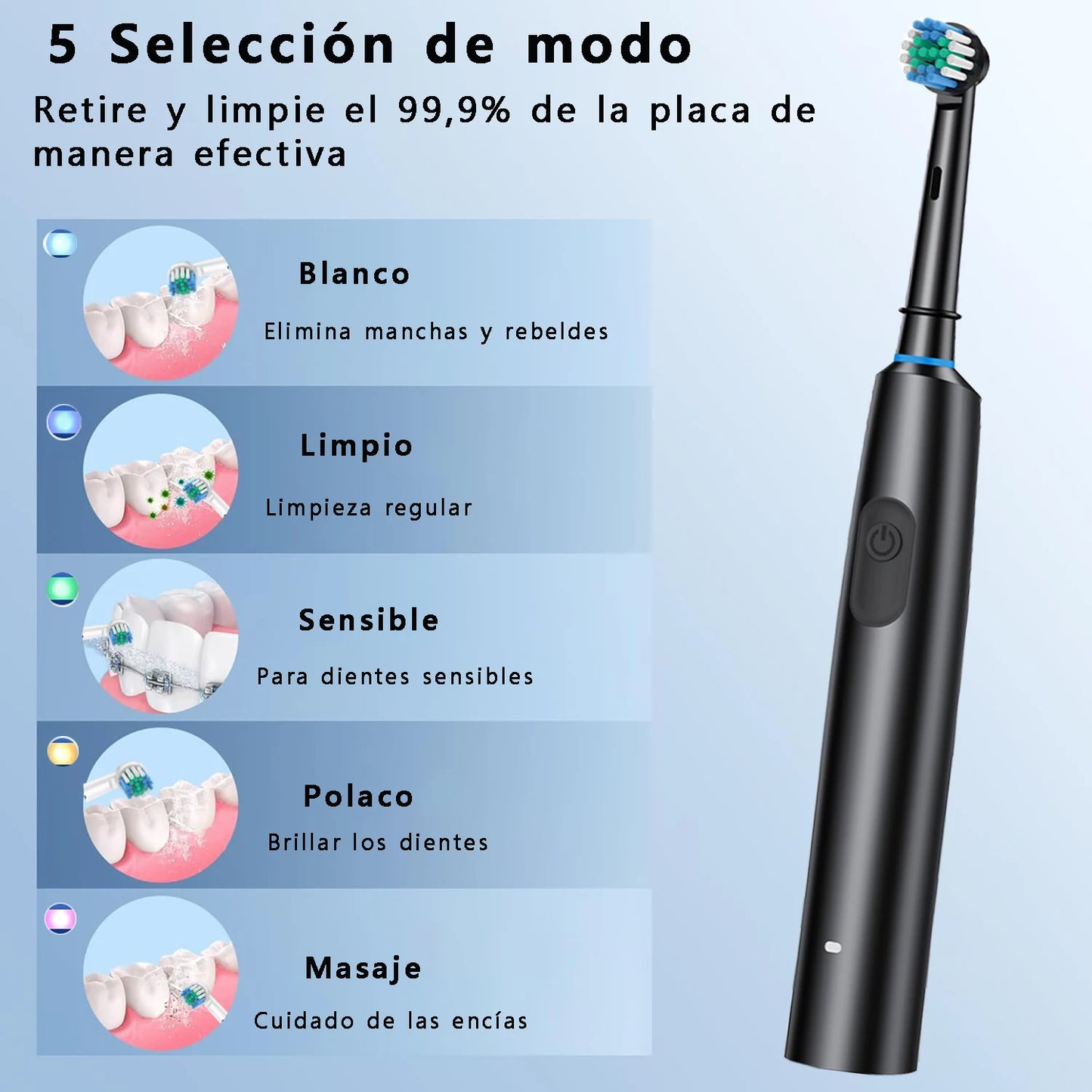 Cepillo de dientes eléctrico recargable de 4 cabezales
