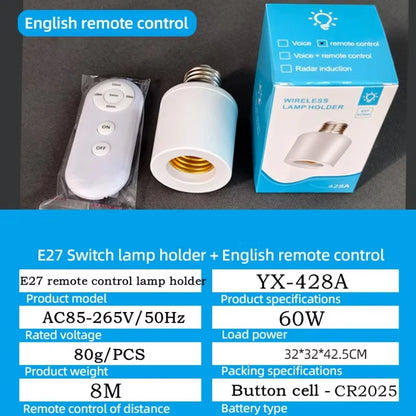 Socket E27 con Control Remoto Inalámbrico y Temporizador – 60W, 110V-220V, AXUS