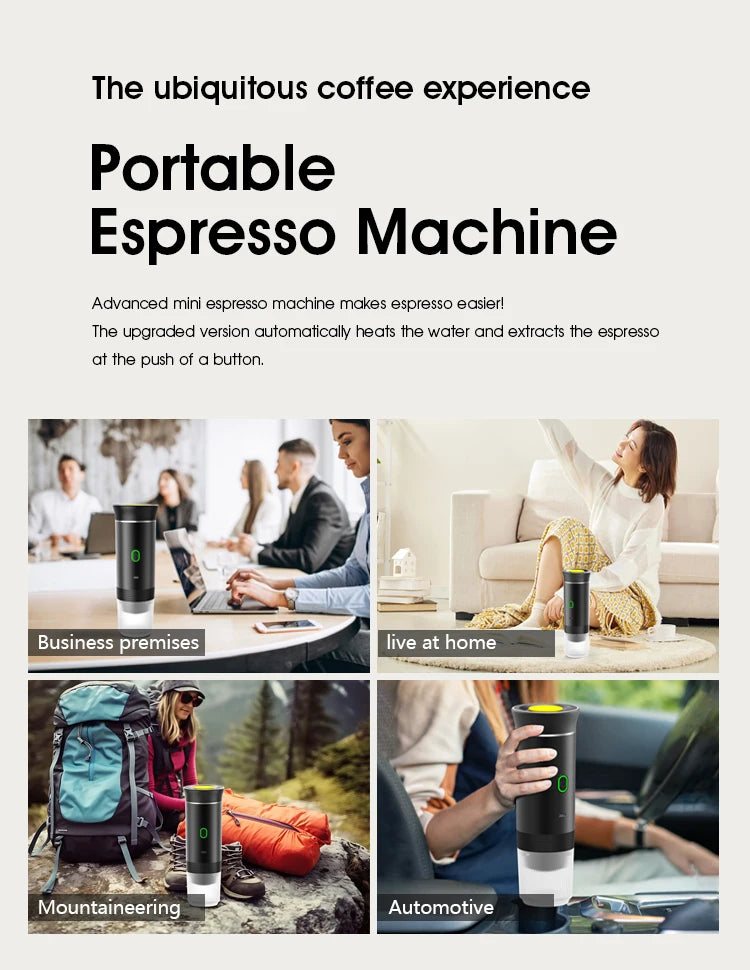 Cafetera Espresso portátil  inalámbrica para coche cápsula 3 en 1