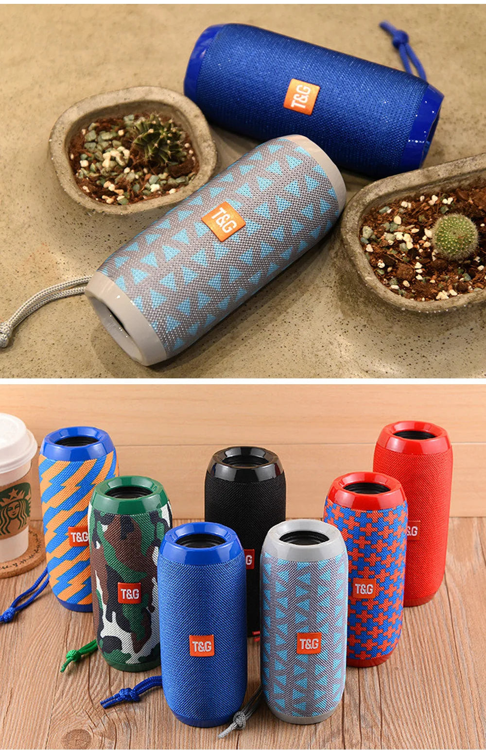 Bocina Bluetooth Portátil T&G TG117 – TWS, Resistente al Agua IPX5, Radio FM, Lector TF