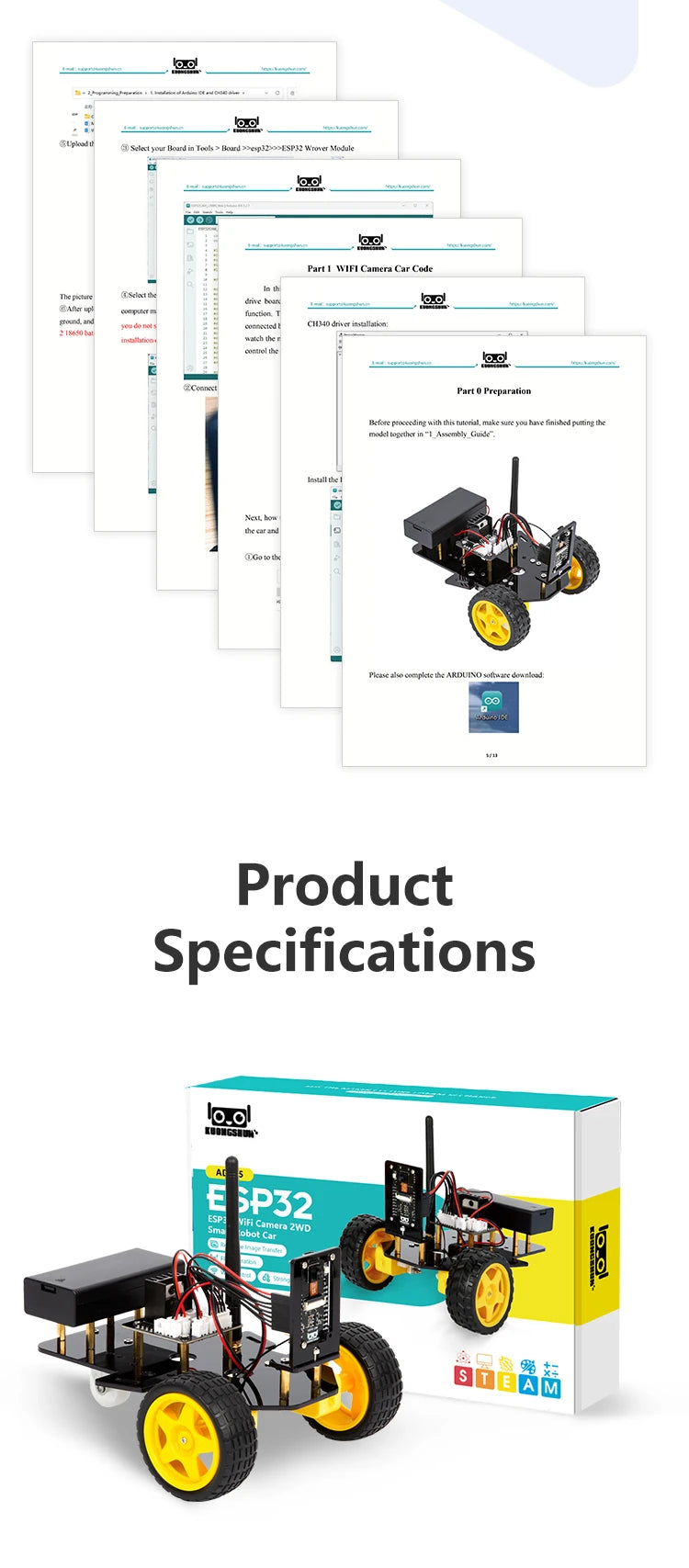 Kit de coche Robot inteligente ESP32 para proyecto de programación Arduino