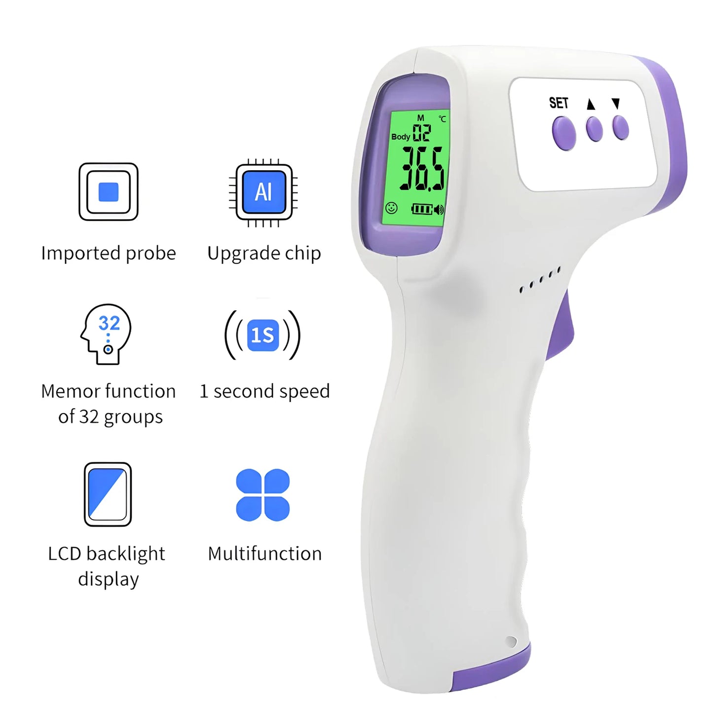 Termómetro Infrarrojo Digital Fireurus – Sin Contacto, Pantalla LED, Para Bebés y Adultos