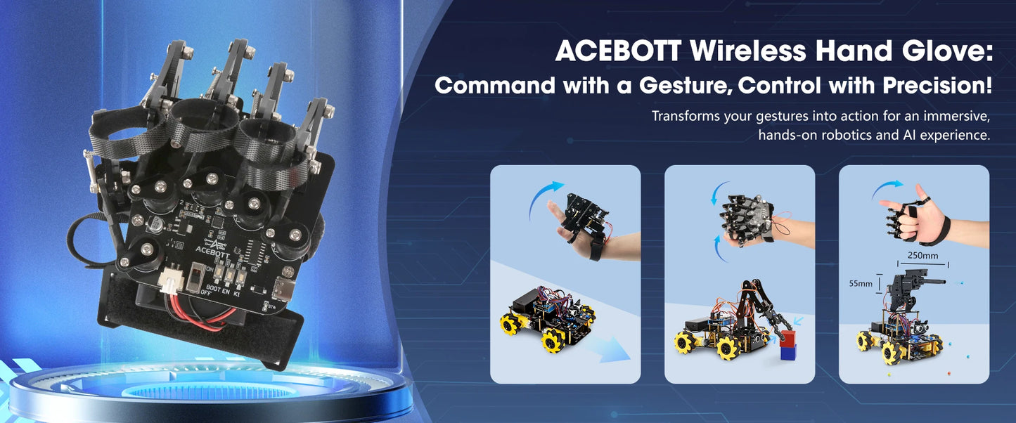 ACEBOTT Guante de detección de movimiento Kit de coche robot para kit Arduino