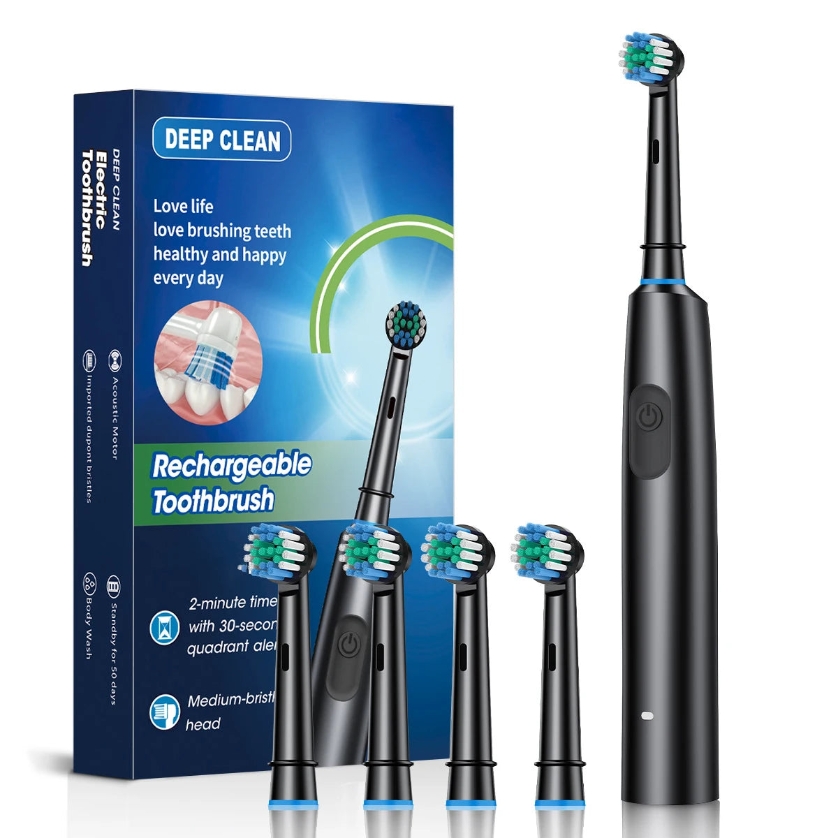 Cepillo de dientes eléctrico recargable de 4 cabezales