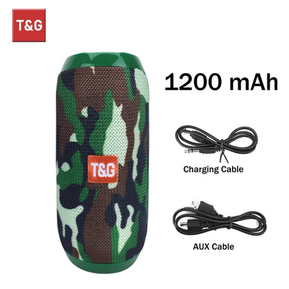 Bocina Bluetooth Portátil T&G TG117 – TWS, Resistente al Agua IPX5, Radio FM, Lector TF