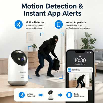 Cámara de Vigilancia Lenovo 5MP WiFi — Interior con Visión Nocturna