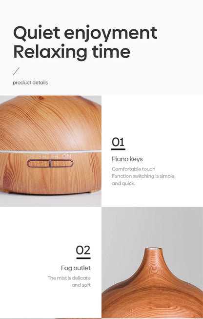 Disfusor de aromaterapia con control remoto-  Aromatherapy Essential Oil Diffuser Wood Air Humidifier