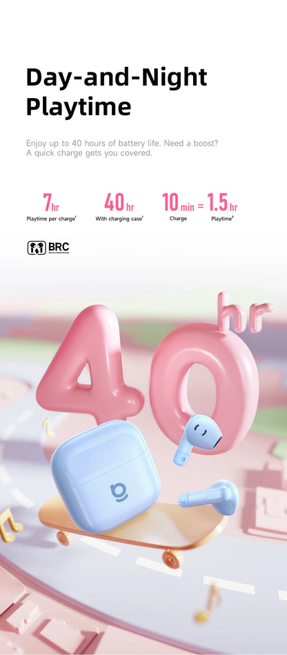 Audífonos Baseus Bass BS2 Lite TWS — Bluetooth 6.0, IP55, 40H, ENC IA