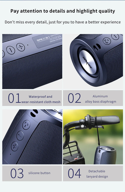Bocina Bluetooth Portátil ZEALOT S32 – Subwoofer Inalámbrico, Resistente al Agua IPX6, Batería 1800mAh