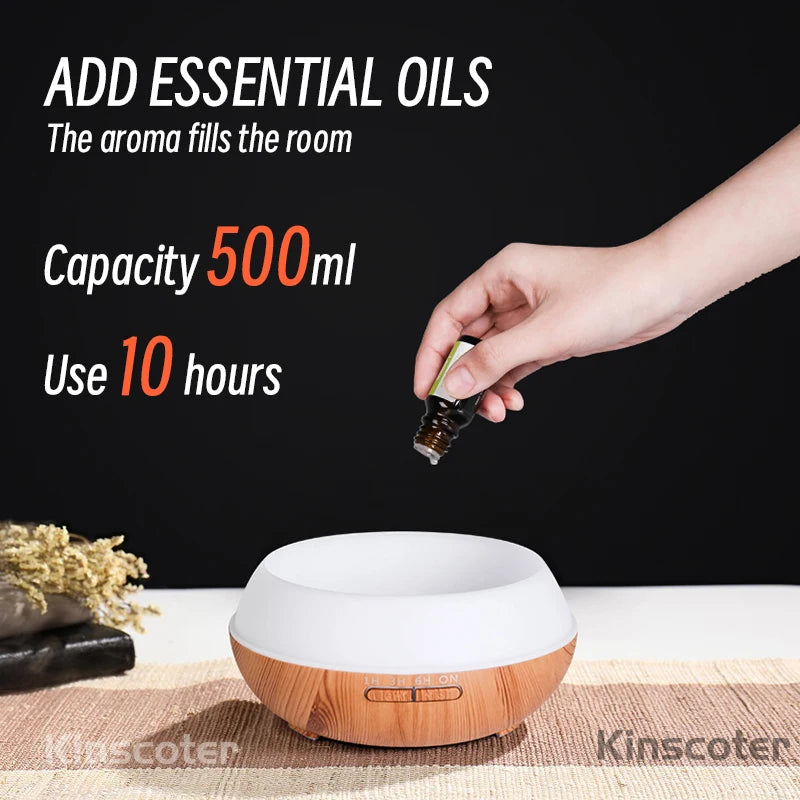Disfusor de aromaterapia con control remoto-  Aromatherapy Essential Oil Diffuser Wood Air Humidifier