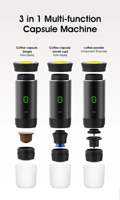 Cafetera Espresso portátil  inalámbrica para coche cápsula 3 en 1