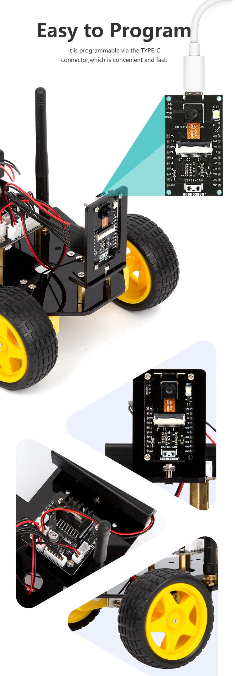 Kit de coche Robot inteligente ESP32 para proyecto de programación Arduino